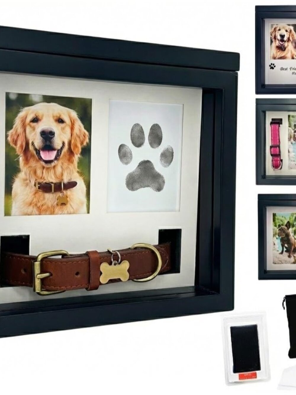 Black Dog Urn for Ashes 4 Customizable Displays Ink Paw Print Kit